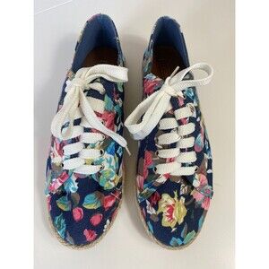 Yoki Womens Floral Canvas Espadrille Lace-Up Slip-On Size 7 Casual Sneaker Shoe